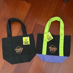 Trader Joe's Black and Purple Mini Tote Bag
